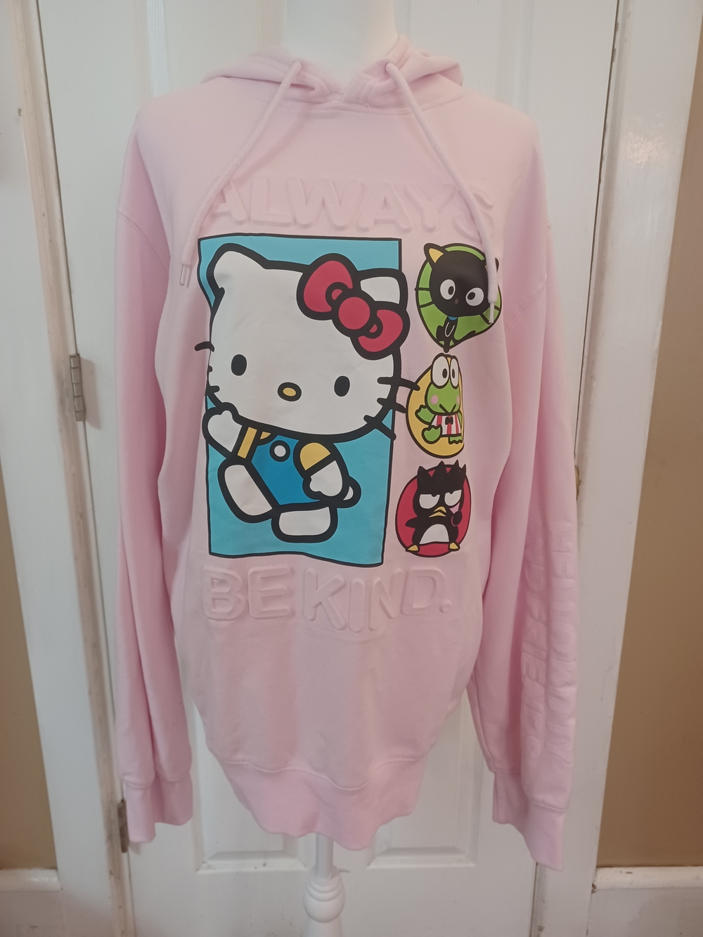 NWOT Sanrio Hello Kitty & Friends Pink Always Be Kind Pullover Hoodie Size 2XL